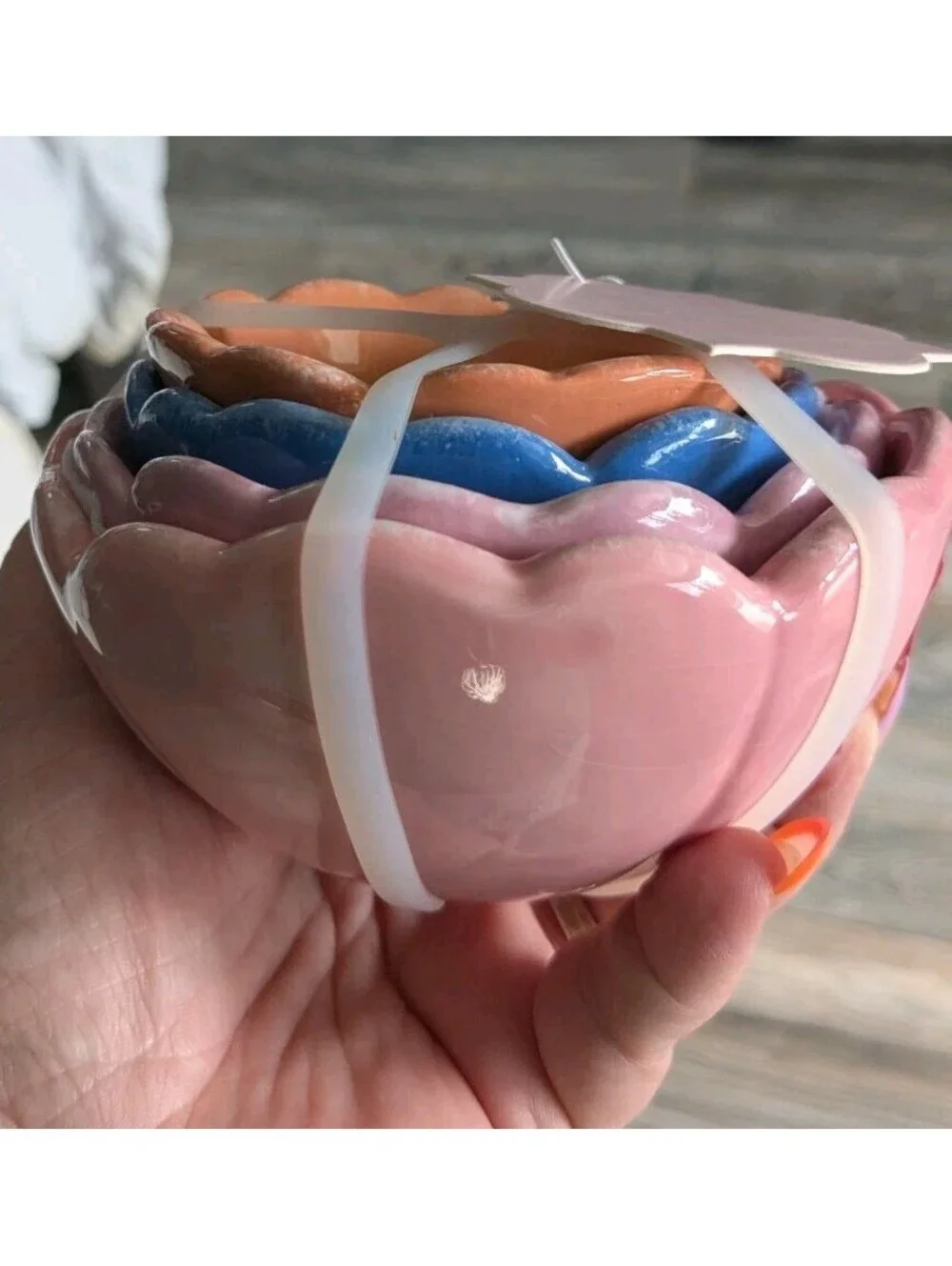 10 Strawberry Street Pastel Ceramic Tulip  Flower Measuring Cup Set NEW